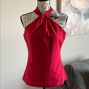White House Black Market Red Halter Blouse